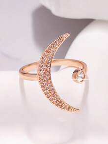 1 Stück verstellbarer 18K Roségold-plattierter Zirkonia Engelflügel Ring