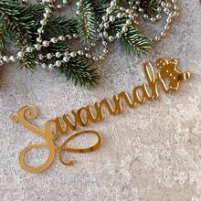 1pc/3pcs/5pcs Custom Acrylic/Wooden Christmas Ornament – Personalized Name Hanging Decoration With Festive Designs, Holiday Tree Decor, Wood Xmas Decor, Laser Cut Names, Bauble, Gift Tags, Your Logo, Home Gift Backdrop Name Sign, Christmas Decor Engraved