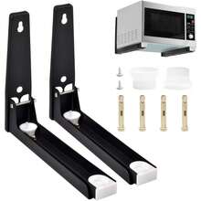 2 Stück Mikrowellenhalterung Wand aus Edelstahl, Mikrowellen Halter Wand Faltbare und Ausziehbaren Armen Mikrowelle Wandhalterung Maximale Belastbarkeit 45KG/99,2lb