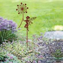 1pc Iron Art Garden Decor With Vibrant Floral Design, Suitable For Patio, Yard, Lawn And Holiday Celebrations, Garden Decoration, Outdoor Path Decor - Rust Brown - View 8