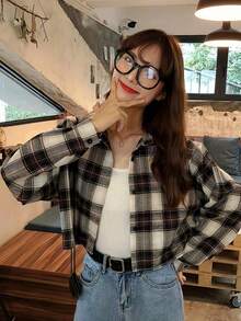 Women's Plaid Long Sleeve Casual Blouse, Spring,Long Sleeve Tops