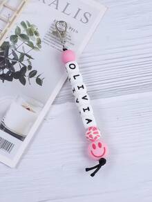 定制可爱笑脸、小动物、硅胶印花珠子、英文字母串珠钥匙扣、定制名字、定制礼物、定制钥匙扣、定制包包挂饰 - 表情+字母 - 查看 15