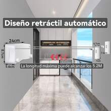 5.2M Tendedero Retráctil Montado en la Pared para Interior y Exterior, Tendedero Retráctil Compacto Montado en la Pared, Tendedero Retráctil Montado en la Pared para el Hogar, Fácil de Instalar (Blanco) - 1 - Ver 9