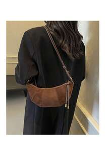 1 pieza Bolso de hombro en forma de media luna con estampado de leopardo vintage chic, nuevo bolso cruzado para mujer 2025