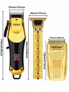 HIENA 3-In-1 Set/2-In-1 Set/1pc Cordless Hair Clippers Men - Professional USB Rechargeable Grooming Kit With Trimmer, Electric Shaver, Detail Trimmer, Ideal Father's Day Gift, Equipped With Limit Combs, Valentine's Day Or Men Gifts