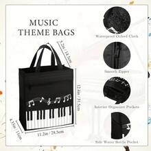1套钢琴键音乐防水牛津布手提包单肩包购物袋，钢琴键音乐铅笔盒，旅行周末包，可重复使用的音乐手提包，休闲时尚，高品质高颜值。音符图案，适合上学、购物和通勤 - 音乐爱好者的理想礼物，办公用品，适合工作和日常使用，节日/生日/新年礼物（款式随机）