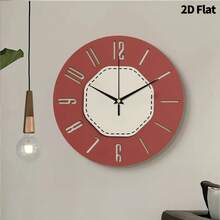 1 pieza Reloj de pared moderno de diseño circular de moda, plano y bidimensional, con movimiento de cuarzo súper silencioso, sin tic-tac, adecuado para la decoración de la sala de estar, sala de música, dormitorio, cocina, cafetería, un regalo perfecto y decoración festiva para el hogar