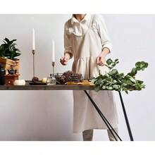 Delantales de mujer con tirantes cruzados Babero  Delantal de cocina de algodón vintage con 2 bolsillos para Chef Jardinería Floristería Hornear Café Cocinar - Albaricoque - Ver 4