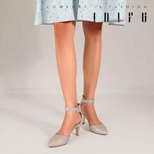 Women's IN3 D'Orsay Pumps Low Kitten Heels For Women Dress Shoes Pointed Closed Toe Wedding Bride Ankle Strap Dressy Silver Black Nude White Gold Heels For Women-2025 - 金色亮片 - 查看 7