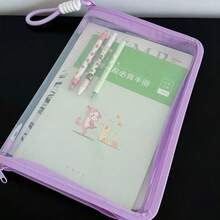 Macaron Color Transparent A4 File Bag, Large Capacity Zipper Document Bag With Handle, Waterproof Reinforced Stationery Organizer, Suitable For Students,School Supplies,Back To School