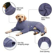 Fleece Coat For Small Medium Dogs, Pullover Pajamas Jumpsuit Bodysuit With Legs, Pet Windproof Warm Cold Weather Jacket Full Body Vest Cozy Snowsuit Apparel Outfit Clothes