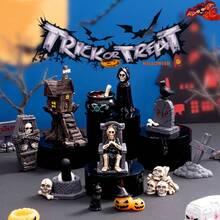 21pcs Halloween Ornaments, Halloween Scene Layout Miniature Model, Halloween Mini Decoration, Halloween Small Ornaments, Skull Mummy, Resurrection Ghost Festival Horror Resin Ornaments, Home Desktop Creative Decoration