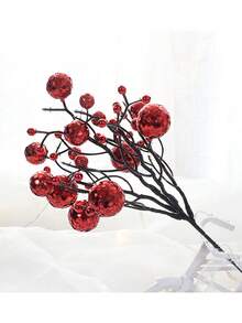 30,2 cm Steli di bacche glitterati natalizi, ornamenti di bacche artificiali glitterate per albero di Natale, corone, decorazioni fai-da-te, centrotavola per feste natalizie