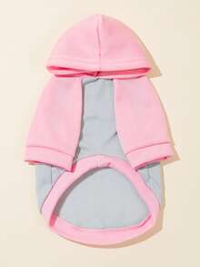 LUCKIE LABO 1pc Colorblock Paw Print Cat & Dog Polyester Hoodie, Anti-Flea, Reduce Shedding, Warm & Breathable, Suitable For Indoor & Outdoor Pets - Grey - View 8