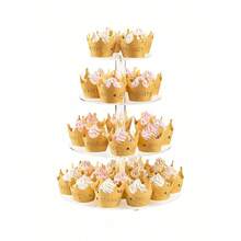 圆形亚克力蛋糕展示架，多层甜点食物架，适用于婚礼生日派对蛋糕架，蛋糕装饰，纸杯蛋糕架，蛋糕装饰，蛋糕托，婚礼装饰，婚礼派对用品，婚礼装饰，婚礼配件，婚礼蛋糕架，返校 - 無色 - 查看 5