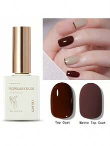 1pc Brown Gel Nail Polish 15ML Soak Off Glitter Gel Polish For All Seasons - Home Salon Nail Art DIY - 鏽棕色 - 查看 6