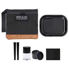 Conjunto de Fumar à Prova de Odor de Tamanho Pequeno, Inclui Trava com Senha, Camadas à Prova d'Água e Resistentes a Odores, Tamanho Compacto, Portátil, Combinação de Recipiente de Armazenamento, Tubo de Abertura, Bandeja e Pequena Bolsa Preta à Prova de Poeira, 3 Conjuntos para Escolher, Adequado para Casa, Festa de Aniversário, Presente de Natal