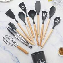 24pcs Kitchen Utensil Set, 24 Piece Cooking Utensils, Silicone Utensils Set With Holder, Heat Resistant Tools Include Spoons Turner Spatula Ladle Tong For Non-Stick Cookware - Dark Grey - View 5