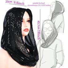 Women's Sequin Rave Hood Festival Rave Sparkly Rave Hood Head Scarf For Halloween Mardi Gras Costume Gear - màu đen - Xem 8