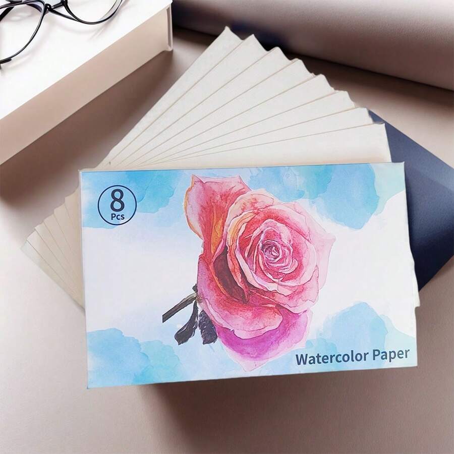 8 Stücke 400g Aquarellpapier aus Holzzellstoff, geeignet für Aquarellmalerei, Filzstifte, Gouache, Ölmalerei und andere Malbegeisterte