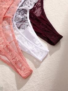 3件装女士蕾丝透气低腰性感丁字裤 - 彩色 - 查看 4