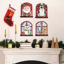 Pegatinas decorativas de elementos navideños con diseños de dibujos animados lindos para ventana, sala de estar, estudio, entrada, decoración del hogar, decoraciones navideñas, decoración de habitación, pegatinas de pared, pegatinas de pared decoraciones navideñas para el hogar