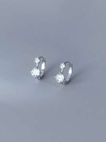 GAGAFEEL 1 对 S925 纯银白色锆石环形耳环，哥特式耳环，高端质感，适合日常佩戴