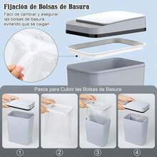 Cubo De Basura Automático Con Sensor, 12L Cubo de Basura Inteligente con Tapa Eléctrica, USB Rechargeable Botes de Basura Inteligente Sin Contacto para Cocina, Oficina, Sala (Negro) QYKE - gris - Ver 4