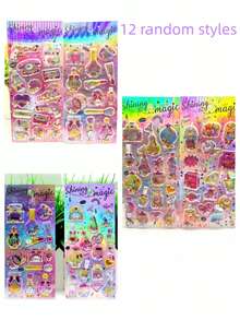 4/1 Pc Cute 3D Stickers, Diamond Bubble Stickers, Handmade Sticker Art, Luggage Decor, Handcraft Toy Gift, Random Color & Style - Purple - View 9