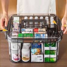 1pc Large Capacity Medical Storage Box, Lightweight Gray Color With Sturdy Handle And Secure Lid - Multi-Layer Transparent Plastic Organizer Box, Suitable For Home And Office, Durable, Easy To View And Space-Saving, Medication Storage Box, Multilayer Design, High-Quality Structure, Ideal For Healthcare Professionals