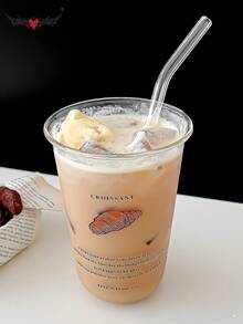 优雅的创意牛角面包图案玻璃杯，耐热饮料杯，冰咖啡杯，冰抹茶咖啡杯，果汁杯，牛奶杯 - 送给朋友的最佳礼物选择！ - 彩色 - 查看 6