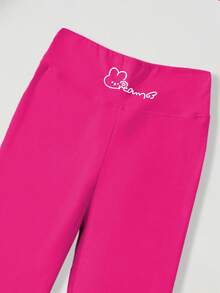 Girls' Flared Pants, Slim Fit Casual Pants, Rabbit Element Fashion Shark Print Flared Pants, Children Sports Slim Fit Yoga Leggings - Hot Pink - View 5