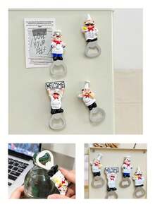 1 pièce Aimant de réfrigérateur en forme de chef et ouvre-bouteille 2-en-1 - Pratique et élégant pour la décoration de cuisine et la maison, le rangement et l'ouverture des boissons