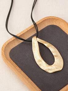 1 buc colier cu pandantiv asimetric geometric texturat cu picătură de apă goală, stil boem vintage minimalist, purtare zilnică versatilă, potrivit pentru cadouri