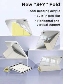 1pc Pure Yellow Dual-Sided Acrylic Transparent Crystal Backboard Shockproof Sleep/Wake Tablet Case Compatible With IPad (A16) 11th Gen 11-Inch 2025 Case, IPad 10th Gen 10.9-Inch 2022 Case, Ultra-Thin Stand Case, Hard Clear Back Cover,Great Holiday Gift,Fashionable And Simple Pattern(Yellow)