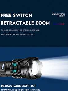 1/2/4pcs Outdoor Portable Multifunctional Flashlight With 8 LED Side Emergency Light, 1200mAh Rechargeable Battery, High Strength Material, 3 Brightness Modes, Zoom Function, Real-Time Battery Display, Suitable For Outdoor, Home, Camping, Cycling, Fishing, Car, Emergency Lighting - Essential Gift For Christmas, Halloween, Festivals - Upgraded Version-flashlight - View 10