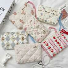 Cute Quilted Coin Purse, Mini Portable Travel Lipstick Bag, Multifunctional Pouch Card Holder - Multicolor - View 7