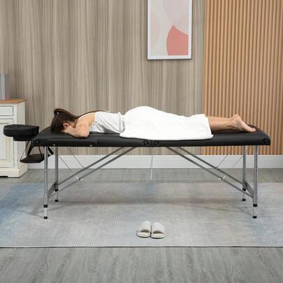 Massageliege klappbar  Professioneller 7-Zonen Massagetisch, höhenverstellbar, belastbar bis 130kg, ideal für Spa & Salon, Schwarz