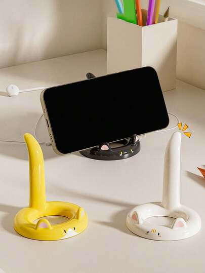 1pc Multi-Color Cartoon Cat Smartphone Stand, Adjustable Angle Desktop Holder, Portable Slouchy Phone Stand, Universal Compatible With IPhone, Android Phone, Gift For Birthday, Family, Friends Phone Holder Phone Accessories