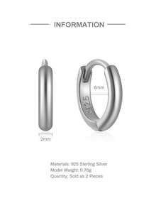 EleRunis 1 对 925 纯银经典方晶锆石 5 毫米 - 9 毫米耳环 18K 镀金防过敏微型软骨耳环穿孔时尚珠宝适合女性日常佩戴 - 銀色 - 查看 17