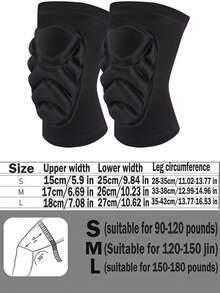 1 Pair Thick Sponge Knee Pads, Non-Slip Collision Protection Knee Sleeves For Teenagers, Suitable For Gardening, House Cleaning, Construction Work, Dancing, Volleyball, Floors, Hiking, Cycling, With Thick EVA Foam Padding, Outdoor Sports Kneeling Pad, Unisex Floor Scrubbing (Basketball Knee Pads, Wrestling Knee Pads, Collision Pads, Snowboarding Knee Pads, Work Soft Knee Pads (Large, Black)) - Black - View 9