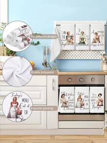 1/6 piezas Paños de cocina divertidos de 40x60cm con frases hilarantes - Paños de té absorbentes de poliéster, diseño de dibujos animados retro, lavables a máquina - Regalos de inauguración de la casa para mujeres, anfitrionas, mamá