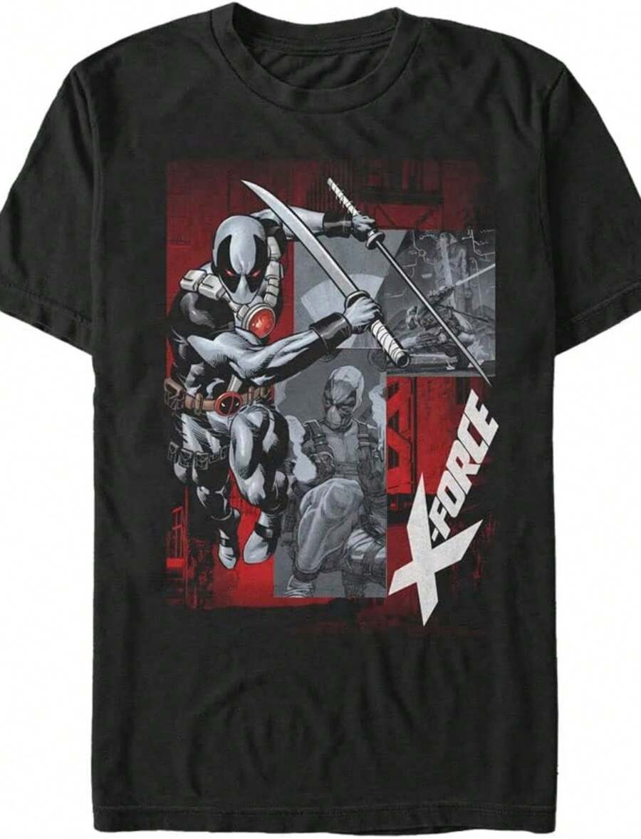 Big & Tall Deadpool Dp Comics Men's Tops Short Sve Tee Shirt - Black - View 1