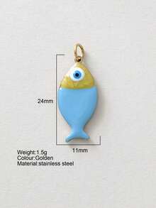 1 pieza Accesorio decorativo con forma de pez de acero inoxidable lindo, colgante DIY, para uso diario