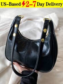 Autumn Winter Vintage Shoulder Pu Bag For Women, Ladies Solid Color Shoulder Pu Bag,Adjustable Crossbody  Bag - Chic Crescent Moon Underarm Purse, Waterproof Fabric Underarm Shoulder Crescent Bag, Quilted Design Minimalist Large-Capacity Business Commuter Bag, Suitable For Traveling And Shopping, Commuting To Work[US Local Warehouse]Halloween Decorations,Travel Essentials,School Supplies. - 彩色 - 查看 11