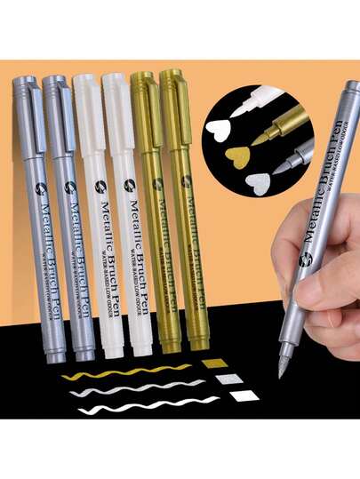 金属记号笔白色/金色/银色防水永久油漆记号笔适用于岩石、马克杯、陶瓷、玻璃 DIY 绘画用品