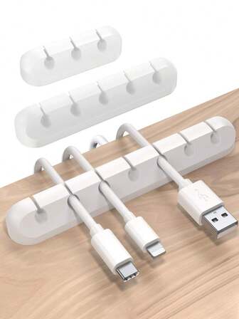 自粘硅胶线缆夹，线缆夹，USB线缆支架，线缆夹，5孔桌面耳机线收纳架，手机数据线收纳架，适用于桌面、床头电源线、汽车、家庭和办公室，鼠标线，电脑办公和家用，多功能绕线器，壁挂式线缆支架，桌面收纳架，返校季，黑白配色可选