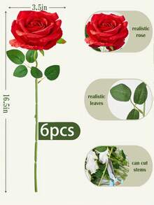 12 Pieces Artificial Silk Rose Flower Heads, Long Stem Artificial Silk Rose Bouquet - 3.5 Inch Large Flower Heads, Velvet Rose Real Touch, DIY Wedding Bouquet Bridal Shower Centerpiece Arrangement Party Table Decoration Valentine's Day And Mother's Day, Suitable For Home Wedding Party Decoration, Wedding Centerpiece, Fall Decoration, Valentine's Day, Gift, Birthday Gift, Graduation Ceremony - 紅色 - 查看 10