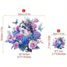 1/Pc 2/Pcs 3/Pcs Creative Cat Playing In Floral Design Heat Transfer Printing, Elegant Botanical & Animal Artwork Style, Suitable For Jacket, Coat, T-Shirt, Hat, Bag, Pillow, Socks DIY Decoration, Washable & Durable