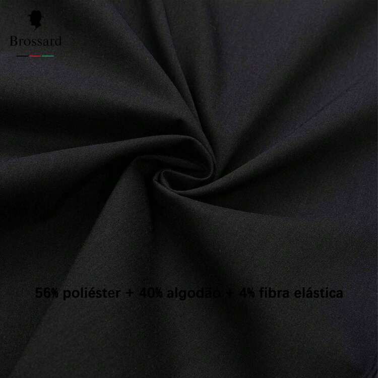 Men's Stretch And Breathable Dress Shirt, Brazilian Climate, For Everyday, Work And Casual, Multiple Colors, Free Shipping, Sizes XS-XXL, Polyester, 56% Cotton, 40% Elastane, 4% - 黑色 - 查看 5